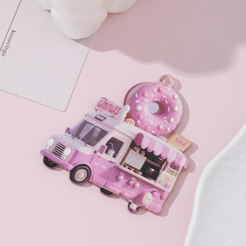Wholesale 10pcs/ pack cute car donut hanging pendant diy mobile phone chain keychain